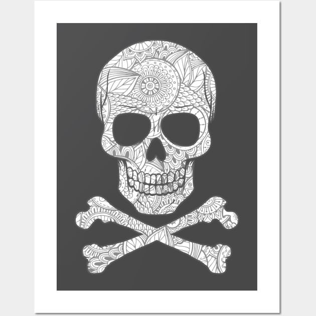 Pattern Skull with Cross Bones Wall Art by Alema Art